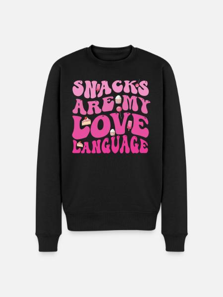 Snacks sind meine Liebessprache - Männer Premium Bio Pullover - Schwarz