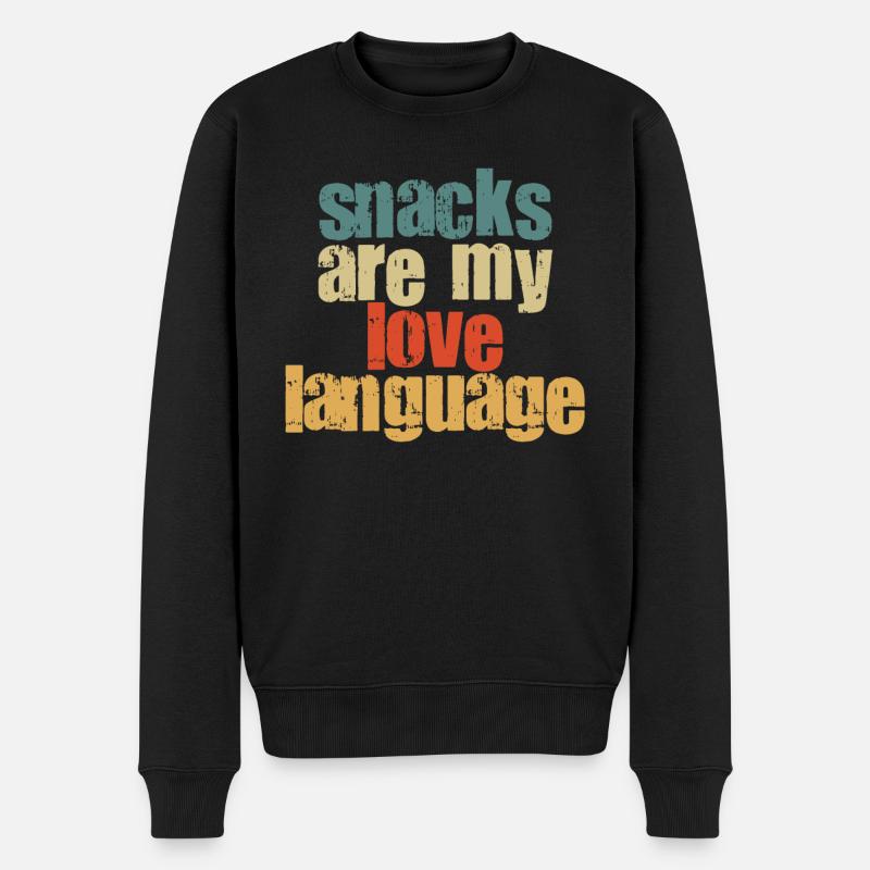 Snacks sind meine Liebessprache - Männer Premium Bio Pullover - Schwarz