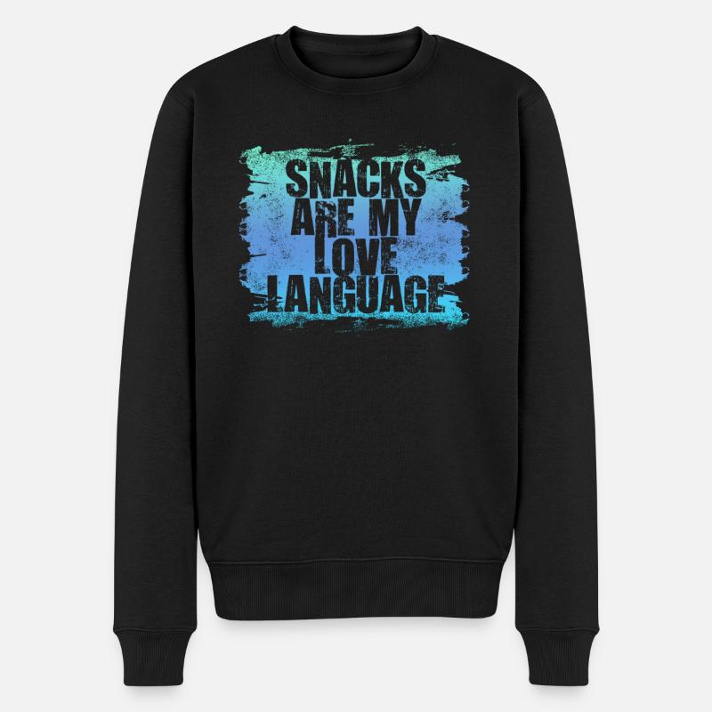 Snacks sind meine Liebessprache - Männer Premium Bio Pullover - Schwarz