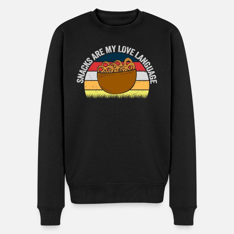 Snacks sind meine Liebessprache - Männer Premium Bio Pullover - Schwarz