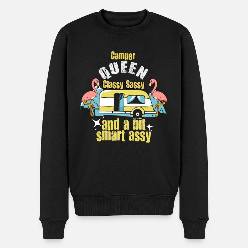 Camper Queen Classy Frech Und ein bisschen Smart Assy - Männer Premium Bio Pullover - Schwarz