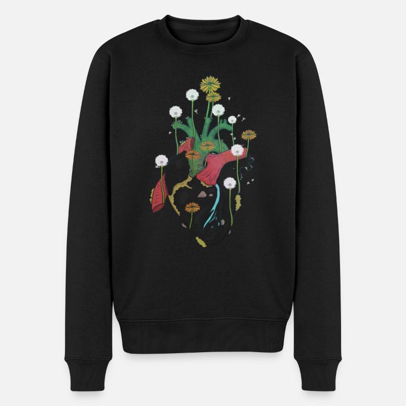 Cœur anatomique et fleurs - Pull Premium bio Homme - noir