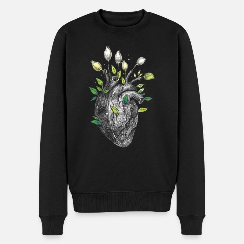 Cœur anatomique et fleurs - Pull Premium bio Homme - noir