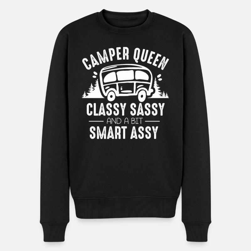 Camper Queen Classy Frech Und ein bisschen Smart Assy - Männer Premium Bio Pullover - Schwarz
