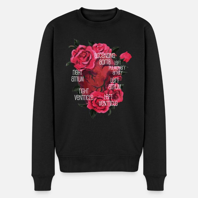 Cœur anatomique et fleurs - Pull Premium bio Homme - noir