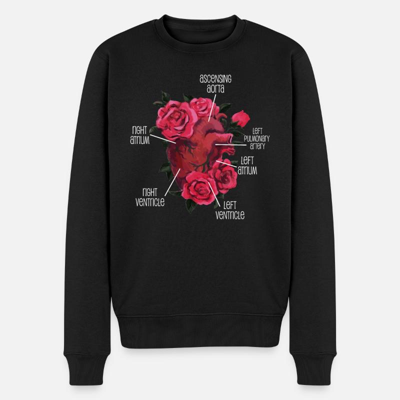 Cœur anatomique et fleurs - Pull Premium bio Homme - noir
