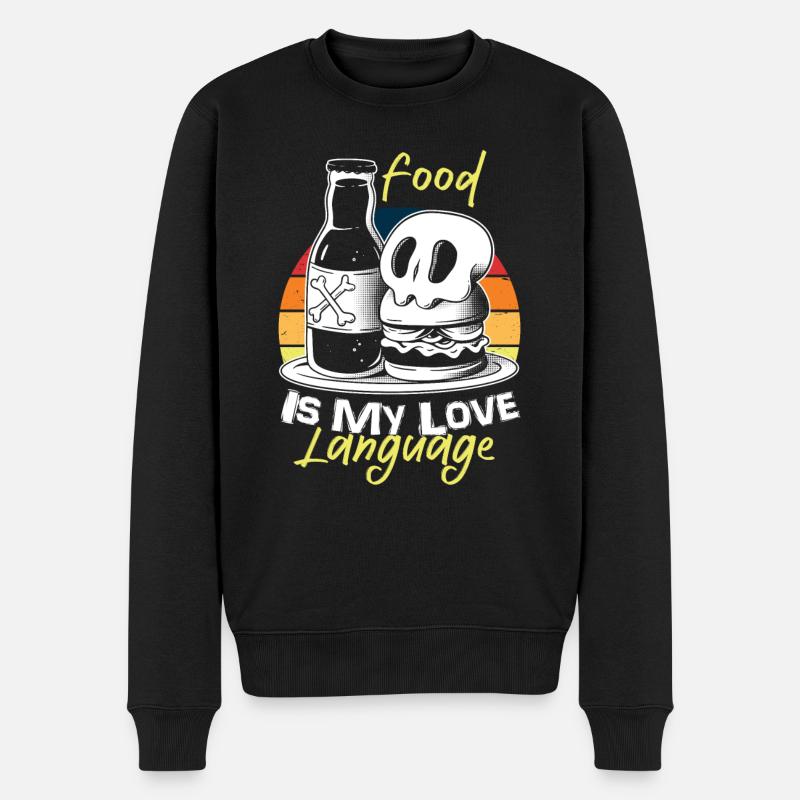 Essen ist meine Liebessprache - Männer Premium Bio Pullover - Schwarz