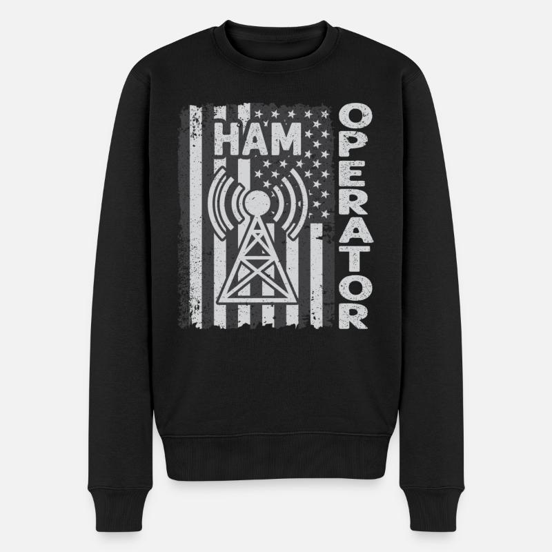 Ham Operator US-Flagge - Männer Premium Bio Pullover - Schwarz