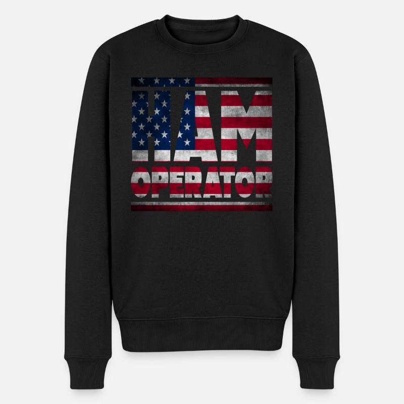 Opérateur de jambon Drapeau américain - Pull Premium bio Homme - noir