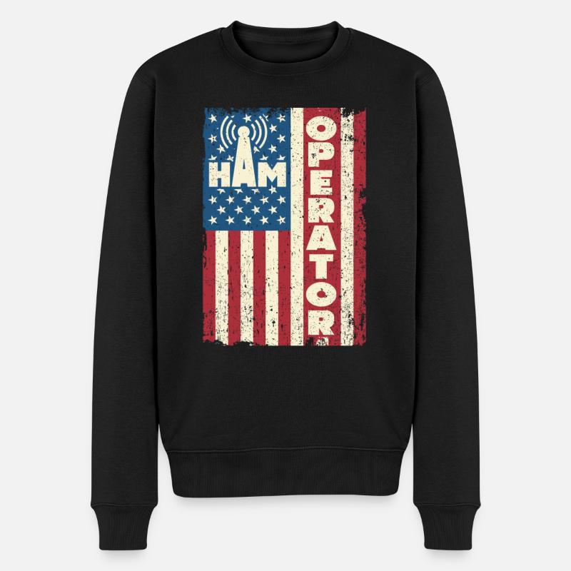 Ham Operator US-Flagge - Männer Premium Bio Pullover - Schwarz