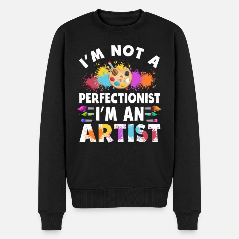 Ich bin kein Perfektionist, ich bin ein Künstler - Männer Premium Bio Pullover - Schwarz