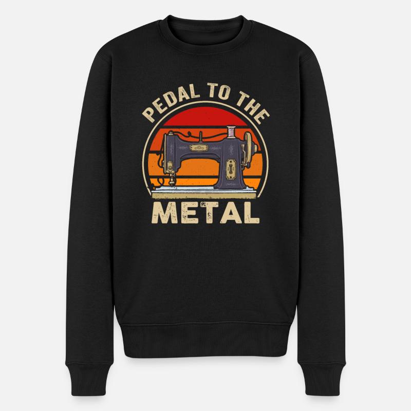 Pedal zur Metallnähmaschine - Männer Premium Bio Pullover - Schwarz
