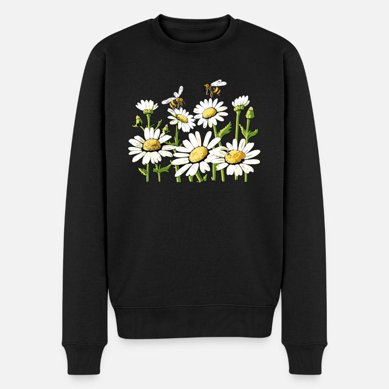Marguerites Gänseblümchen Sommer Gänseblümchen Blumengarten - Männer Premium Bio Pullover - Schwarz