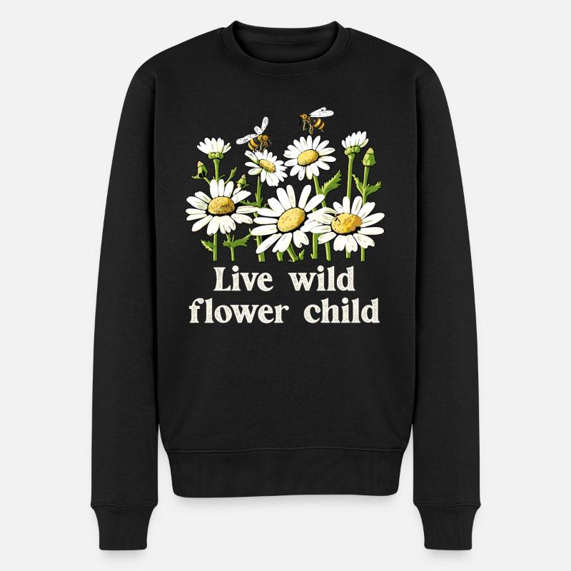 Margeriten Gänseblümchen Sommer Gänseblümchen Blumengarten - Männer Premium Bio Pullover - Schwarz