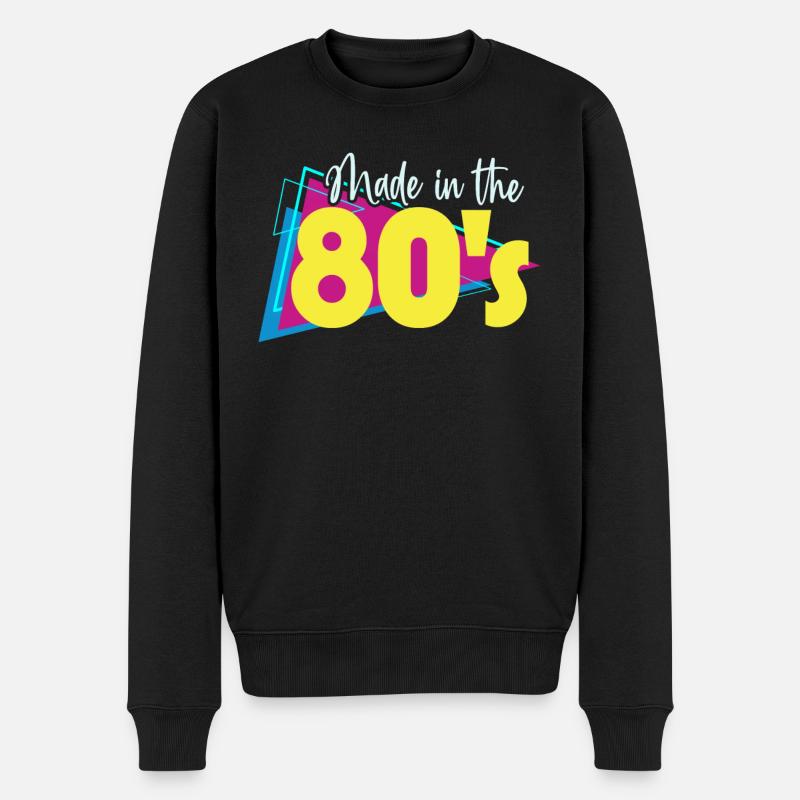 80er Die Musik der 80er - Männer Premium Bio Pullover - Schwarz