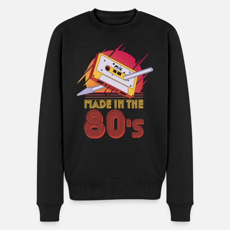 80er Die Musik der 80er - Männer Premium Bio Pullover - Schwarz