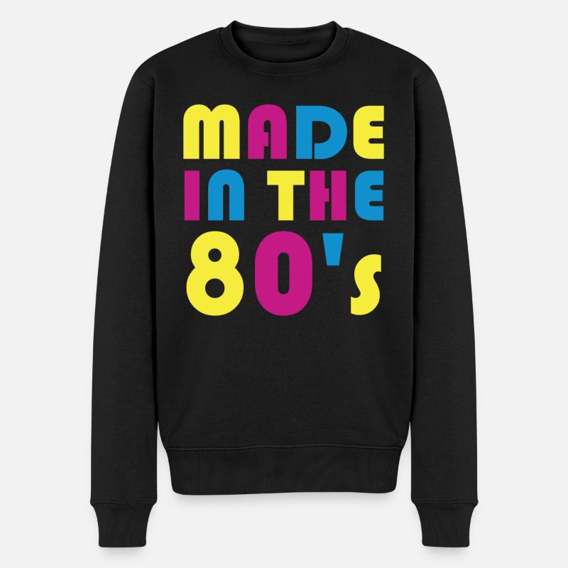 80er Die Musik der 80er - Männer Premium Bio Pullover - Schwarz