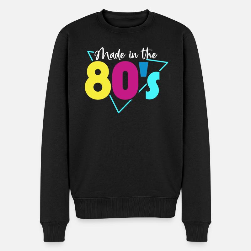 80er Die Musik der 80er - Männer Premium Bio Pullover - Schwarz