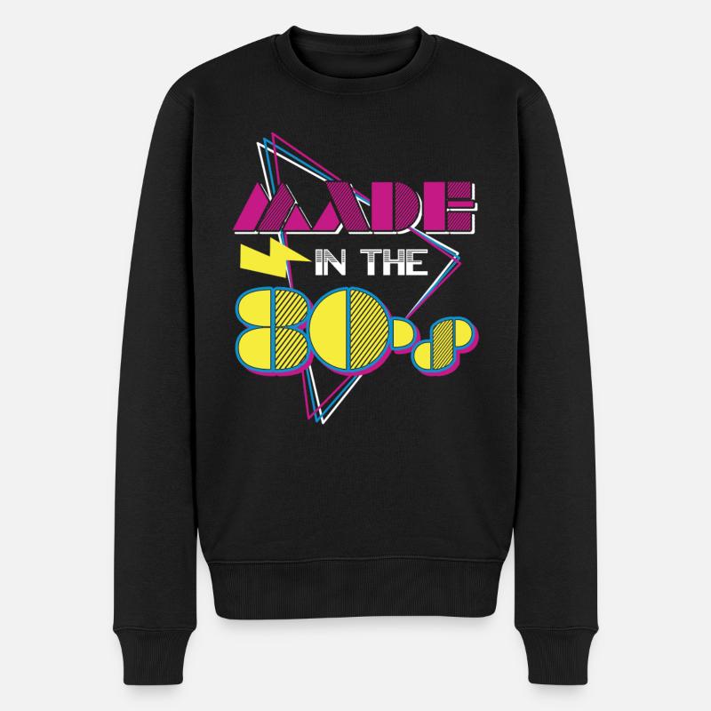 80er Die Musik der 80er - Männer Premium Bio Pullover - Schwarz