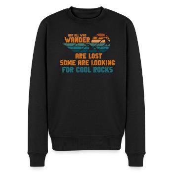 Wandern Sie auf der Suche nach kühlen Felsen - Männer Premium Bio Pullover - Schwarz - Vorne - Nico (187cm)