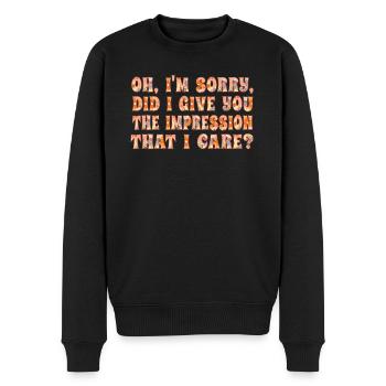 Gleichgültigkeit, Sarkasmus, andere Haltung - Männer Premium Bio Pullover - Schwarz - Vorne - Nico (187cm)