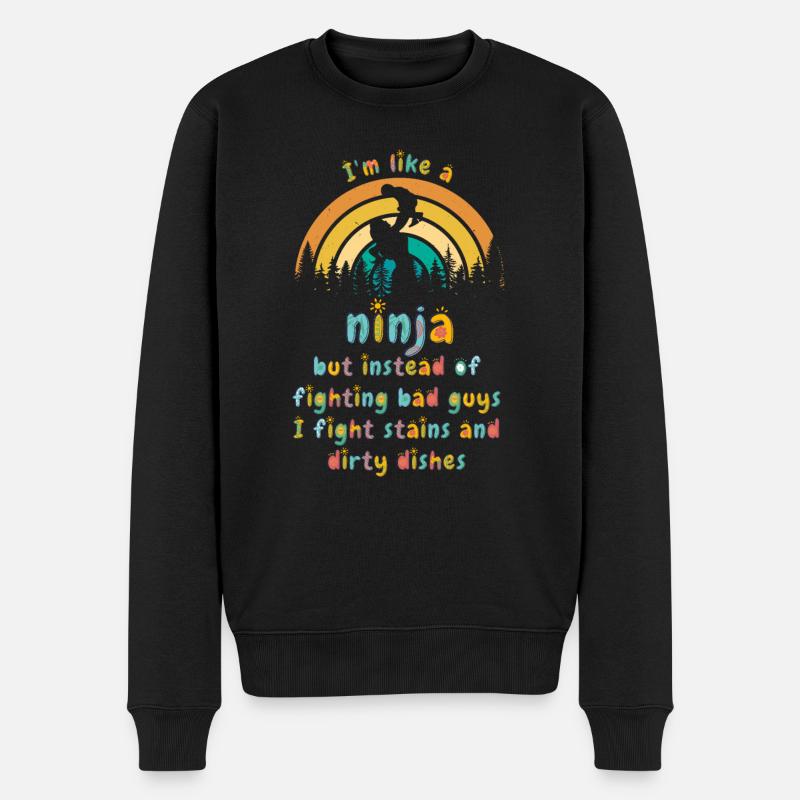 Wie eine Ninja-Hausfrau - Männer Premium Bio Pullover - Schwarz