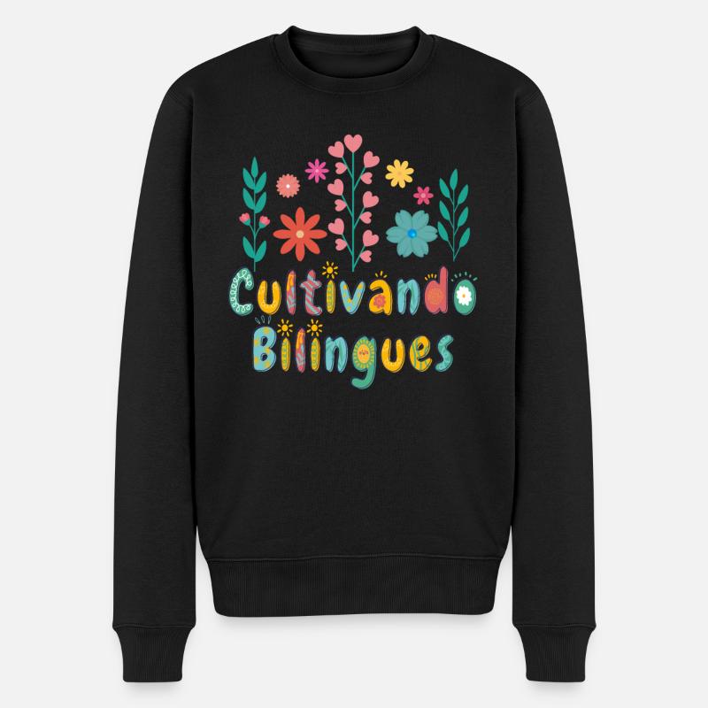 Cultivando Bilingües Spanischlehrer Bekleidung - Männer Premium Bio Pullover - Schwarz
