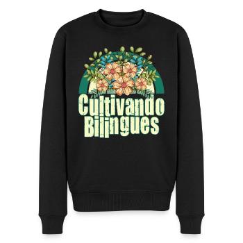 Cultivando Bilingües Spanischlehrer Bekleidung - Männer Premium Bio Pullover - Schwarz - Vorne - Nico (187cm)