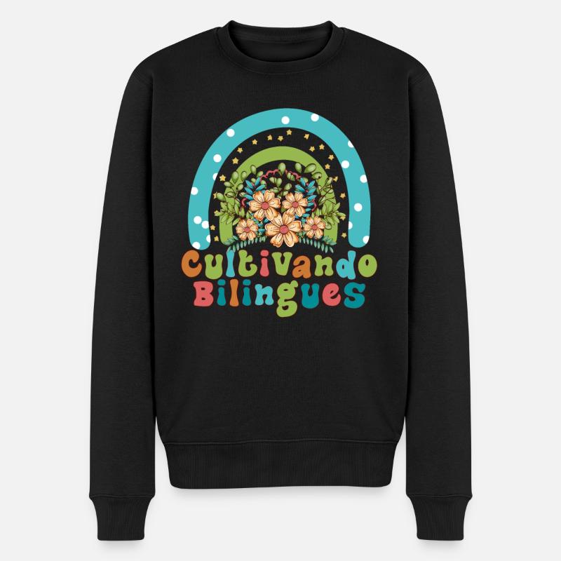 Cultivando Bilingües Spanischlehrer Bekleidung - Männer Premium Bio Pullover - Schwarz