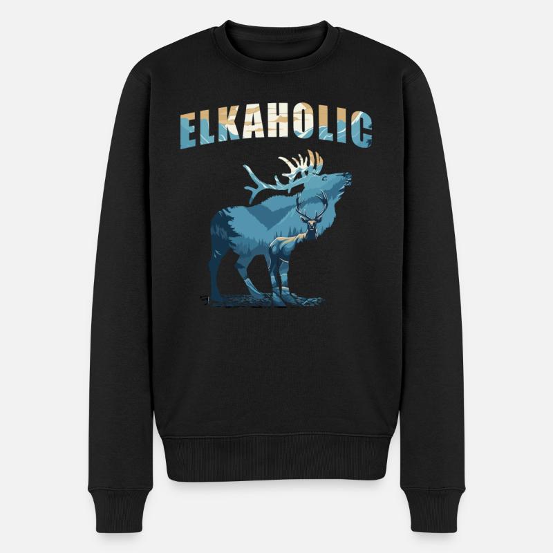 Elchjagd Elkaholic Jäger - Männer Premium Bio Pullover - Schwarz