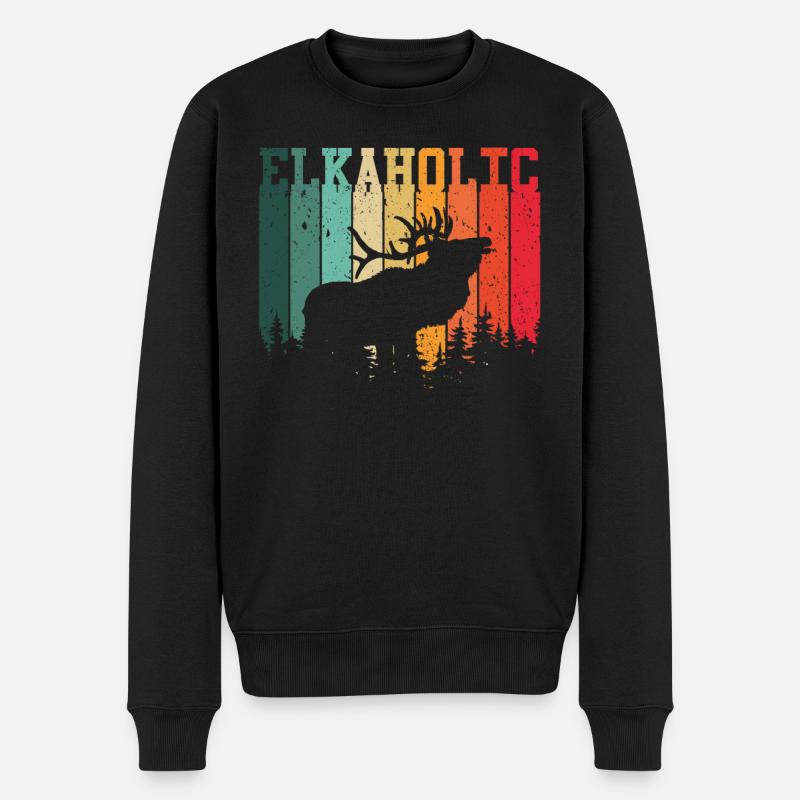Elchjagd Elkaholic Jäger - Männer Premium Bio Pullover - Schwarz
