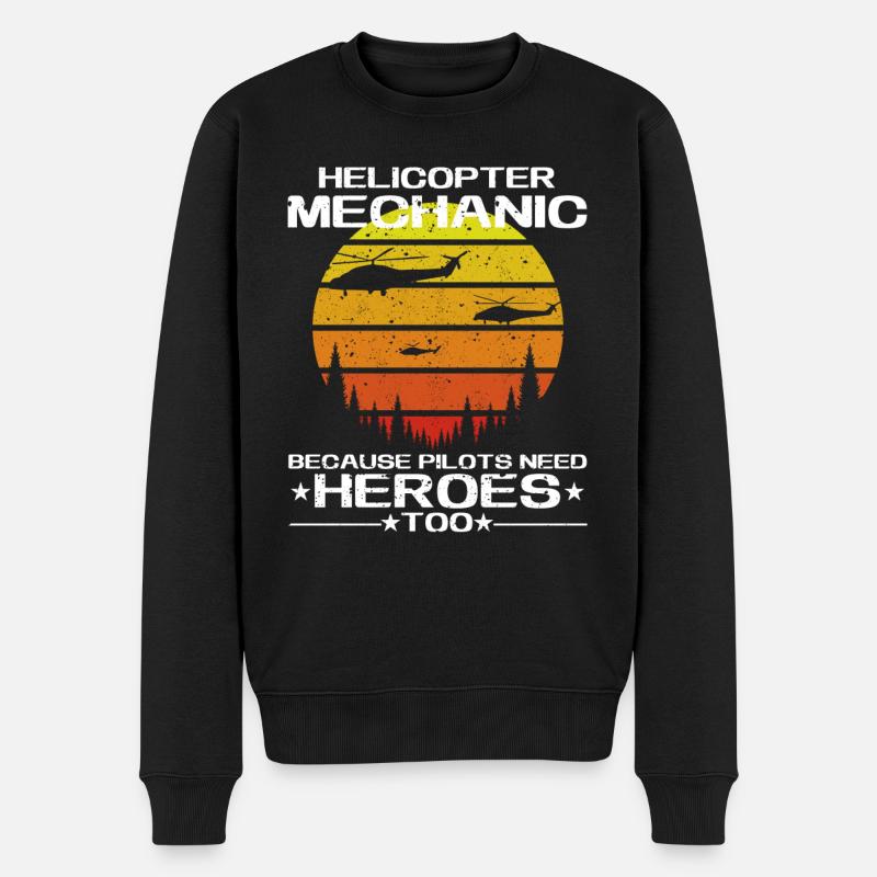 Mécanicien d'hélicoptère, héros fiers - Pull Premium bio Homme - noir