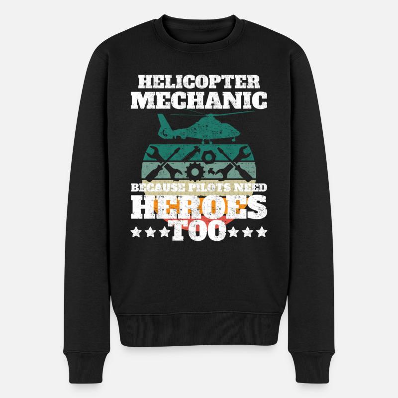 Hubschraubermechaniker-Heldenstolz - Männer Premium Bio Pullover - Schwarz