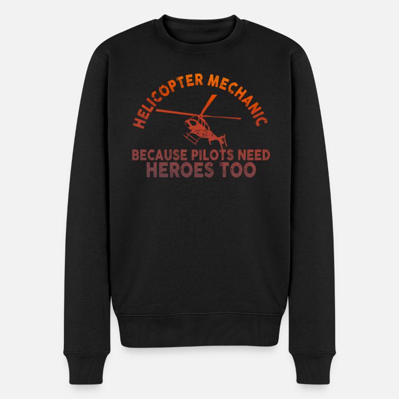 Hubschraubermechaniker-Heldenstolz - Männer Premium Bio Pullover - Schwarz