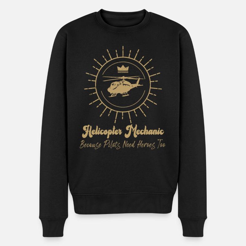 Hubschraubermechaniker-Heldenstolz - Männer Premium Bio Pullover - Schwarz