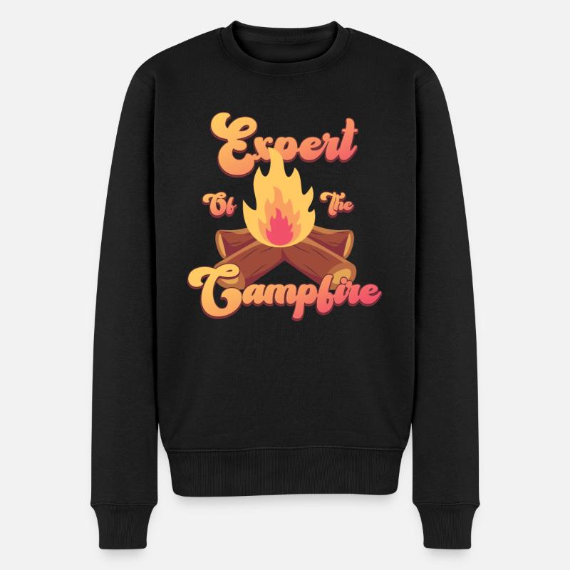 Experte für Camping-Experten am Lagerfeuer - Männer Premium Bio Pullover - Schwarz