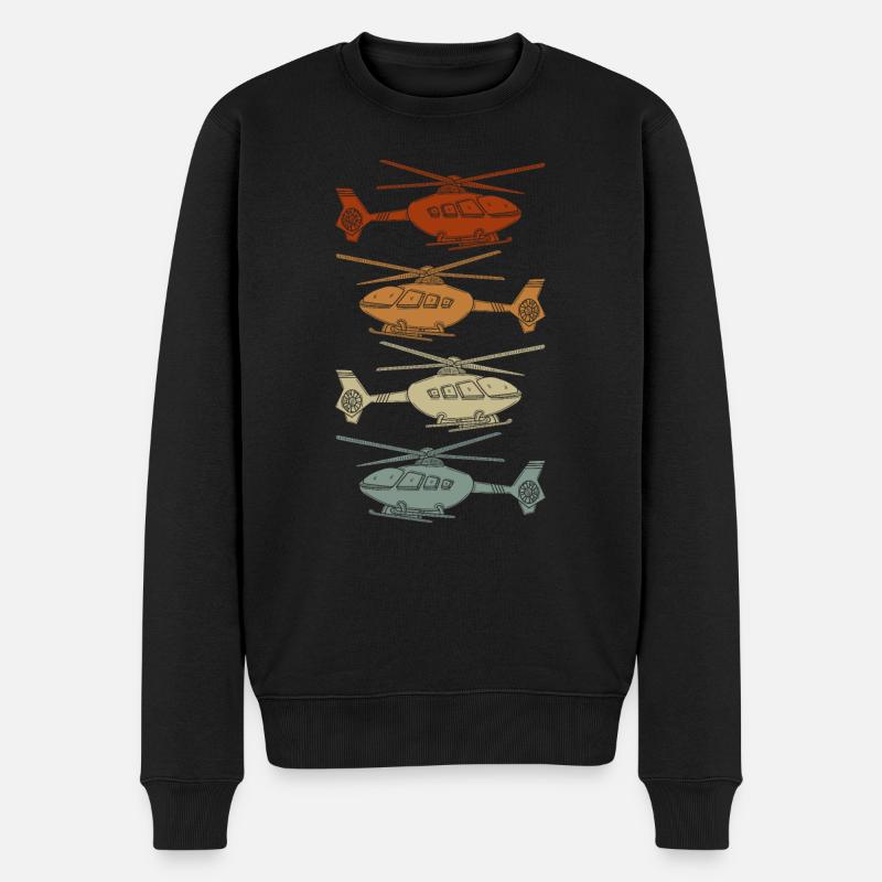 Drehflügler Silhouette Hubschrauberpilot - Männer Premium Bio Pullover - Schwarz