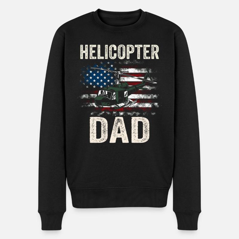 Hélicoptère Papa Parents Américains - Pull Premium bio Homme - noir