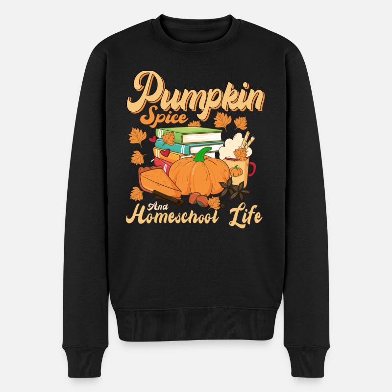 Pumpkin Spice Und Homeschool-Leben - Männer Premium Bio Pullover - Schwarz