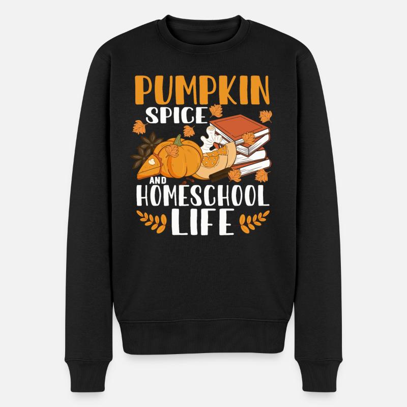Pumpkin Spice Und Homeschool-Leben - Männer Premium Bio Pullover - Schwarz