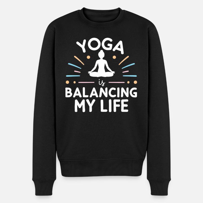 Le yoga équilibre ma vie - Pull Premium bio Homme - noir