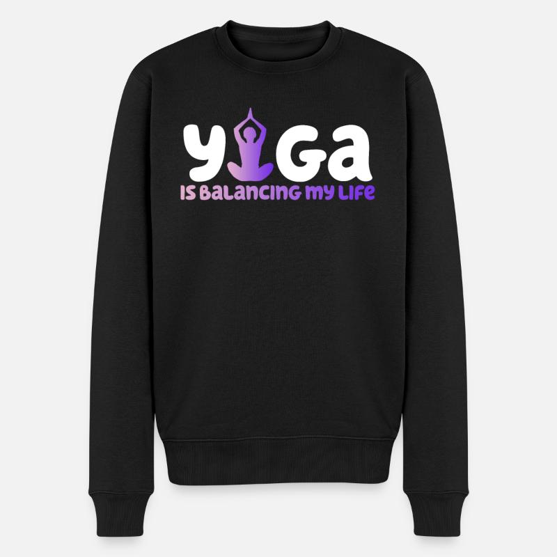 Le yoga équilibre ma vie - Pull Premium bio Homme - noir