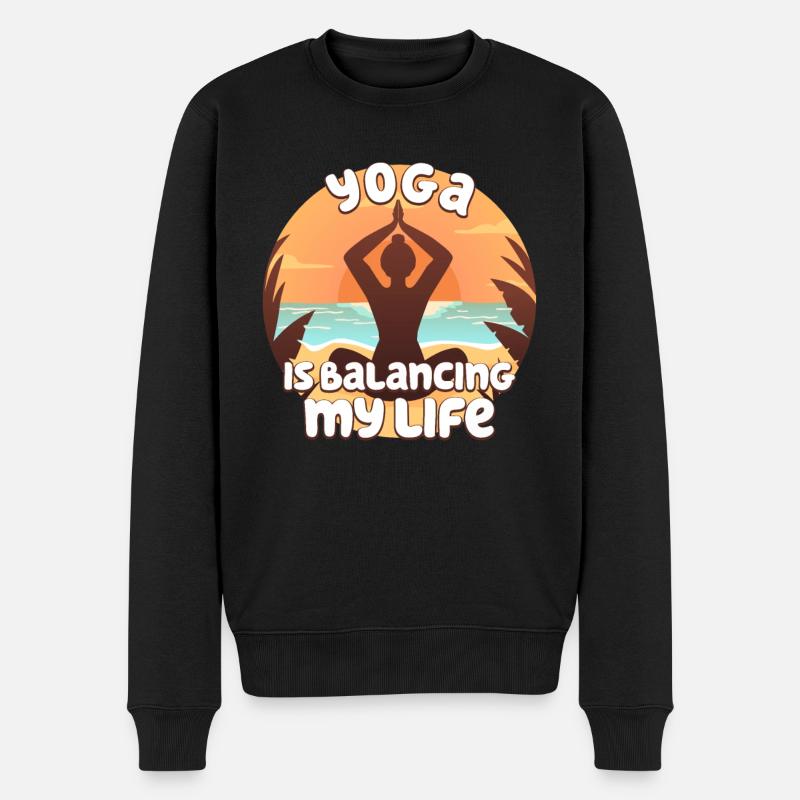 Le yoga équilibre ma vie - Pull Premium bio Homme - noir