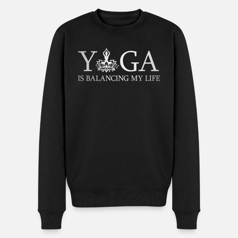 Le yoga équilibre ma vie - Pull Premium bio Homme - noir