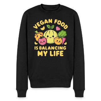 Veganes Essen bringt mein Leben in Einklang - Männer Premium Bio Pullover - Schwarz - Vorne - Nico (187cm)