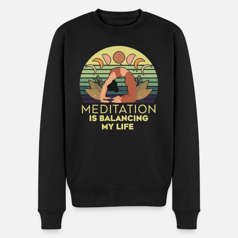 La méditation équilibre ma vie - Pull Premium bio Homme - noir