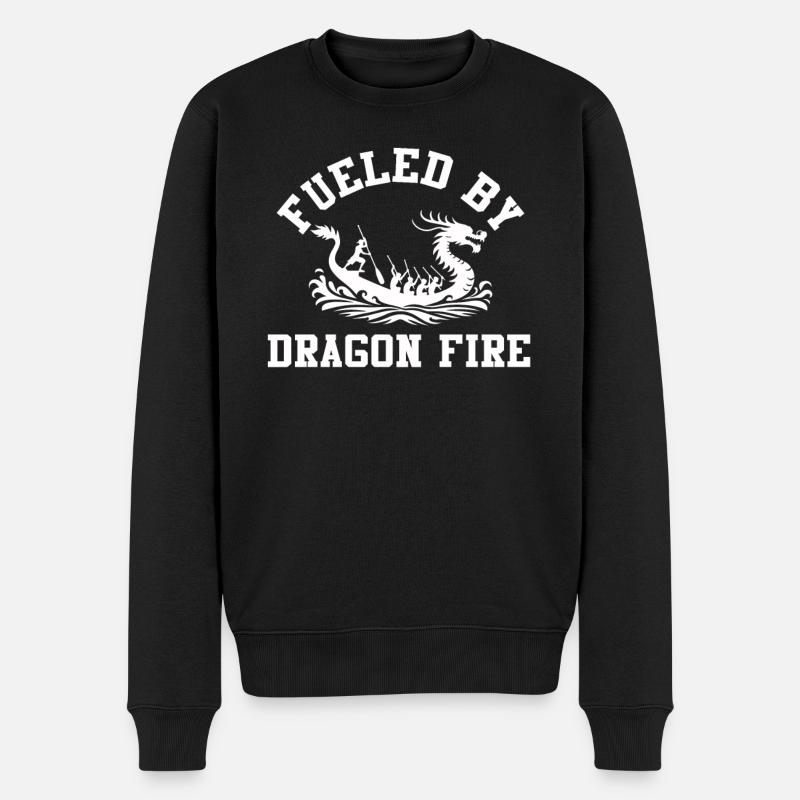 Angetrieben von Drachenfeuer-Drachenboot - Männer Premium Bio Pullover - Schwarz