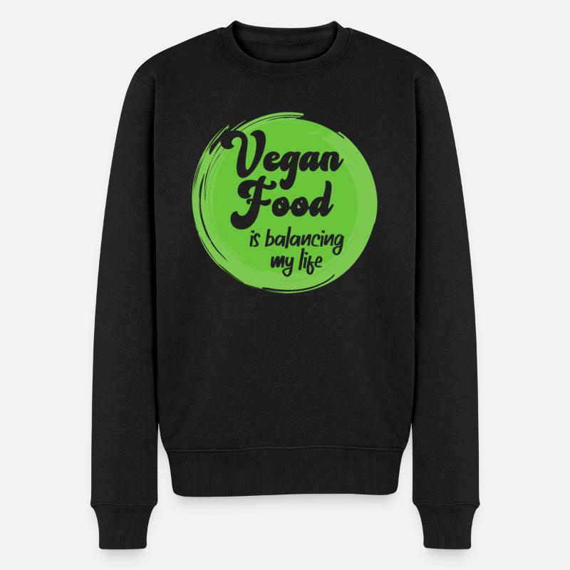 Veganes Essen bringt mein Leben in Einklang - Männer Premium Bio Pullover - Schwarz
