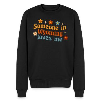 Jemand in Wyoming liebt mich - Männer Premium Bio Pullover - Schwarz - Vorne - Nico (187cm)