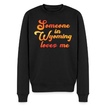 Jemand in Wyoming liebt mich - Männer Premium Bio Pullover - Schwarz - Vorne - Nico (187cm)